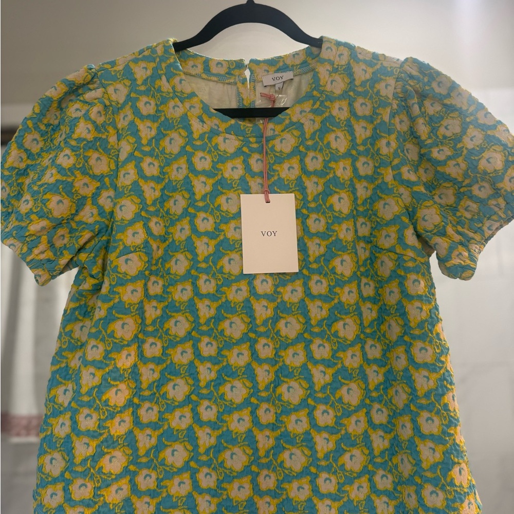 Women's Floral Top - Blue and Yellow